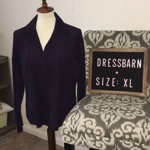 Purple button down top size XL black trim